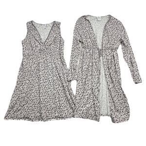 Oh Baby by Motherhood Maternity Large Nightgown Robe Set Purple Floral Cotton